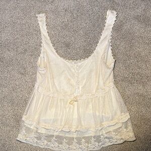 Forever 21 Cream Lace Peplum Top